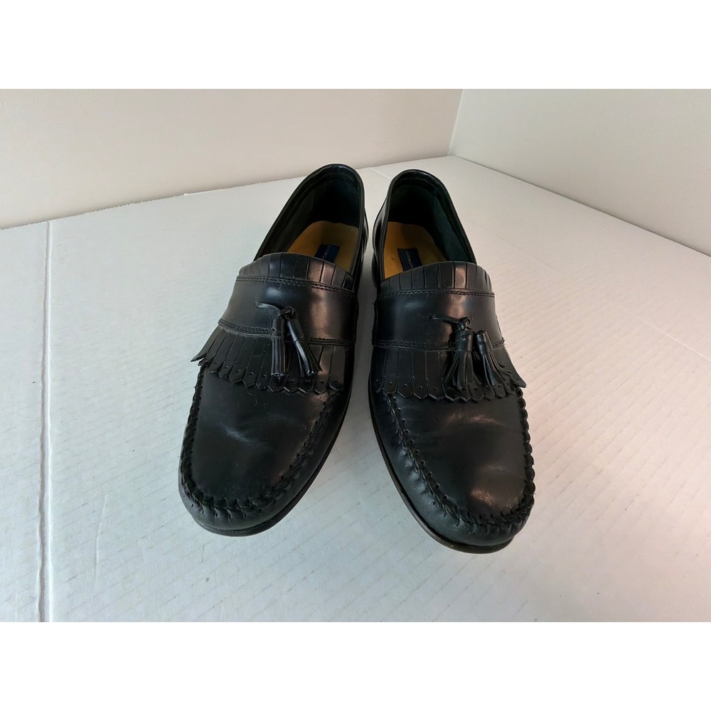 Giorgio Brutini Black Kiltie Tassel Leather Loafers Columbus 9.5M Men's 61204